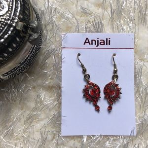 Silver & Red Small Chandelier Earrings